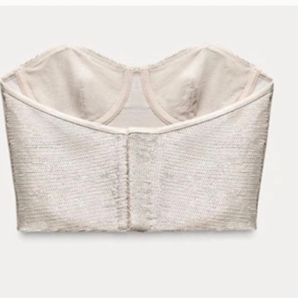 New NWT Zara Sequin Bustier Corset Top in Champagne size Medium - Picture 7 of 8